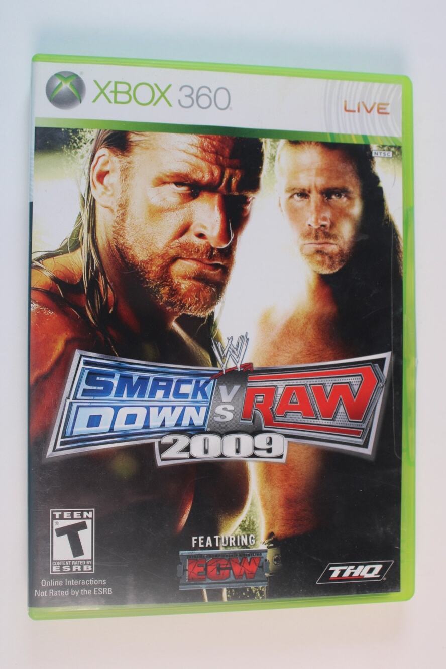 WWE SmackDown vs Raw 2009 (Microsoft Xbox 360) Authentic, Complete, Tested/Works